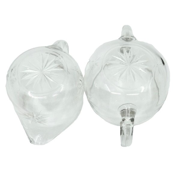 Vintage Mid Century Modern ATOMIC STARBURST Clear Cut Glass Cream & Sugar Set - Picture 3 of 3